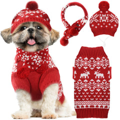 ABRRLO dog Christmas sweater on a playful pup provides warm winter wear.