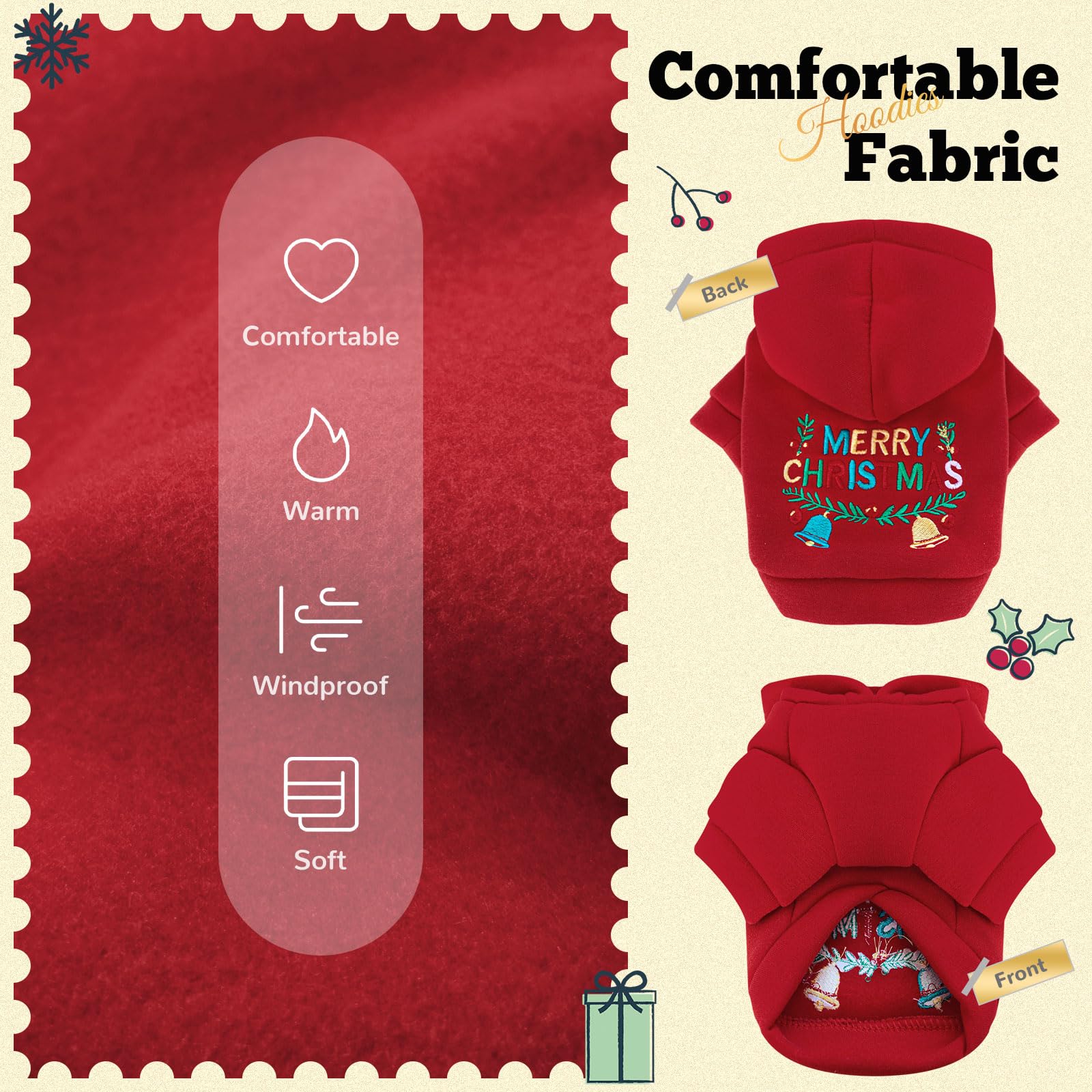 ABRRLO fleece-lined dog hoodie emphasizes soft warmth and comfortable fit.