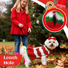 ABRRLO dog Santa sweater leash hole green, easy for walks.