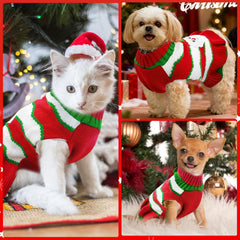 ABRRLO dog striped-knit green sweater, cozy warmth during chilly outings.