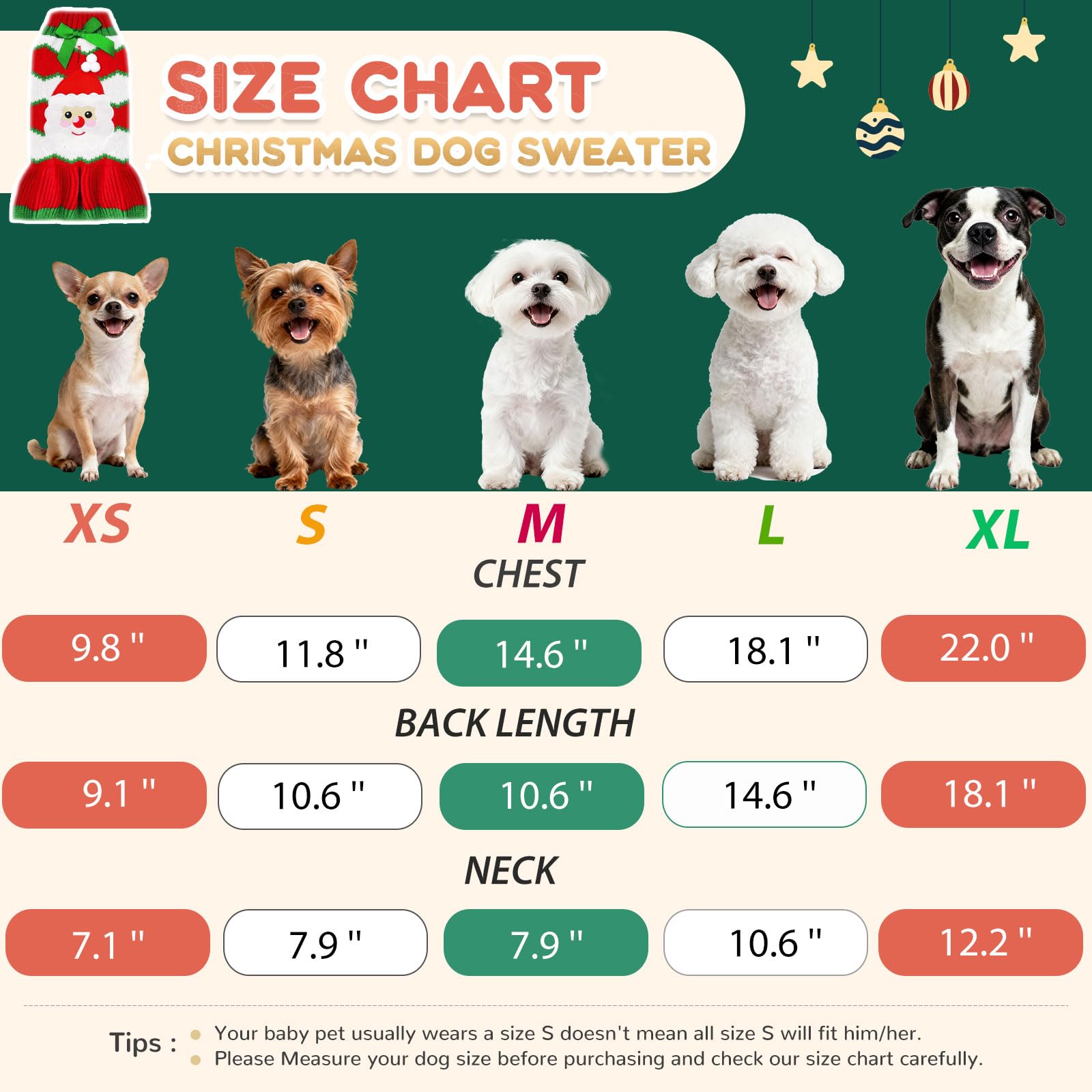 ABRRLO pet holiday costume green sweater, versatile for parties and walks.