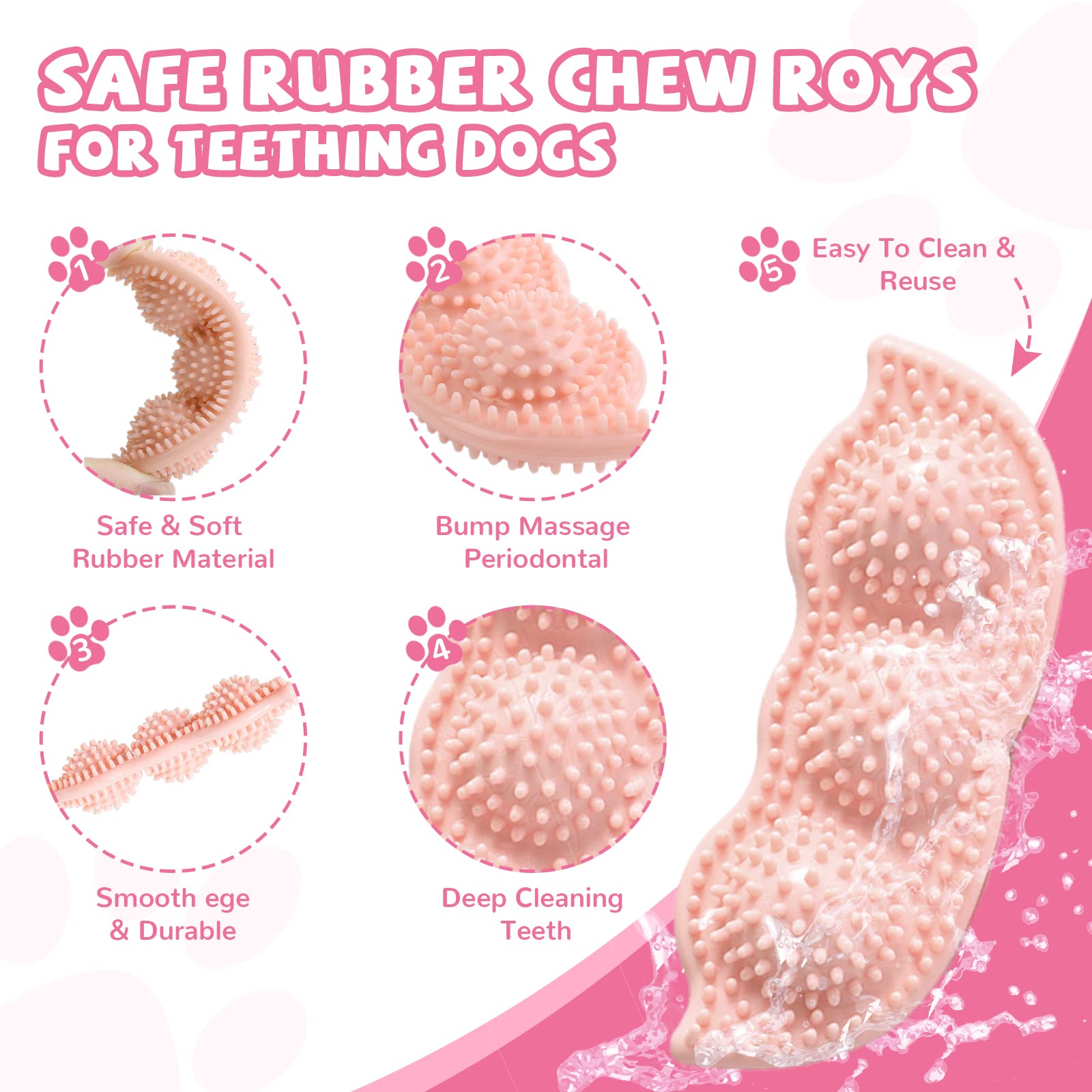 ABRRLO pink braided-toy soft fabric piece encourages cuddly chew sessions.