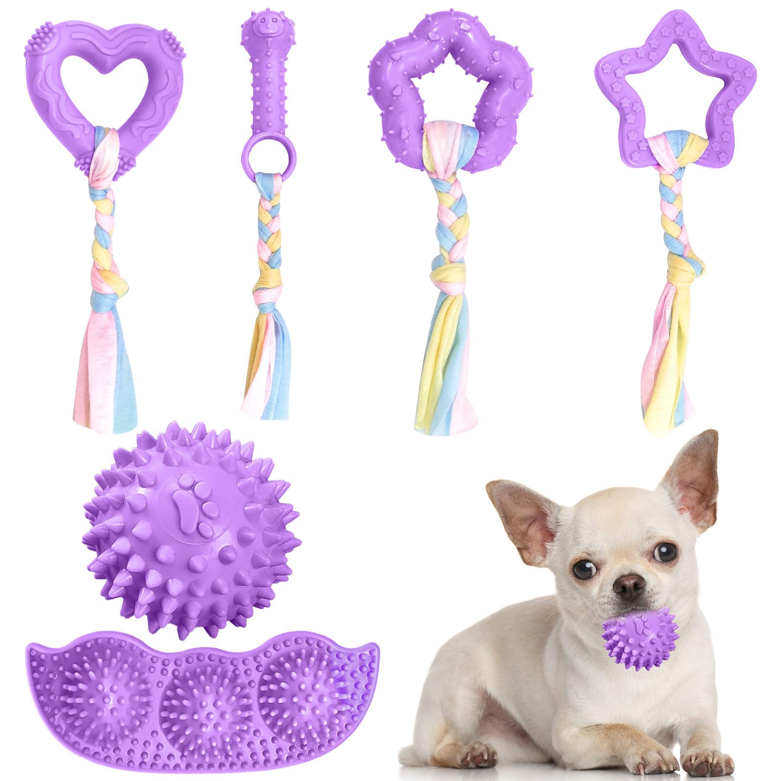 ABRRLO puppy teething toy squeaky ball for engaging play and dental-friendly chewing.