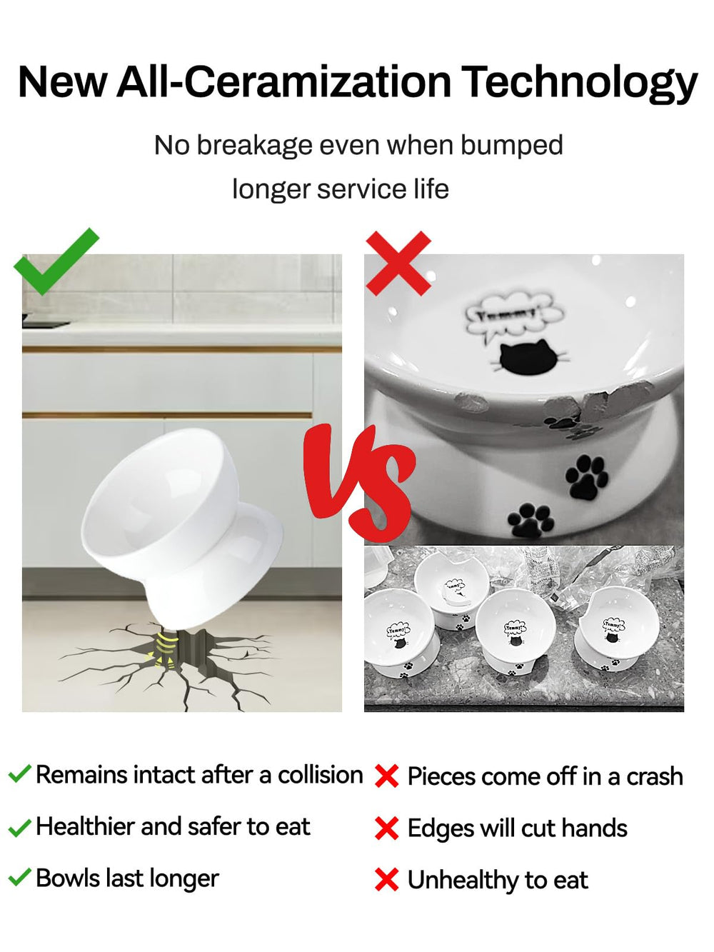 ABRUTY cat bowl dishwasher-safe for easy cleanup after meals.