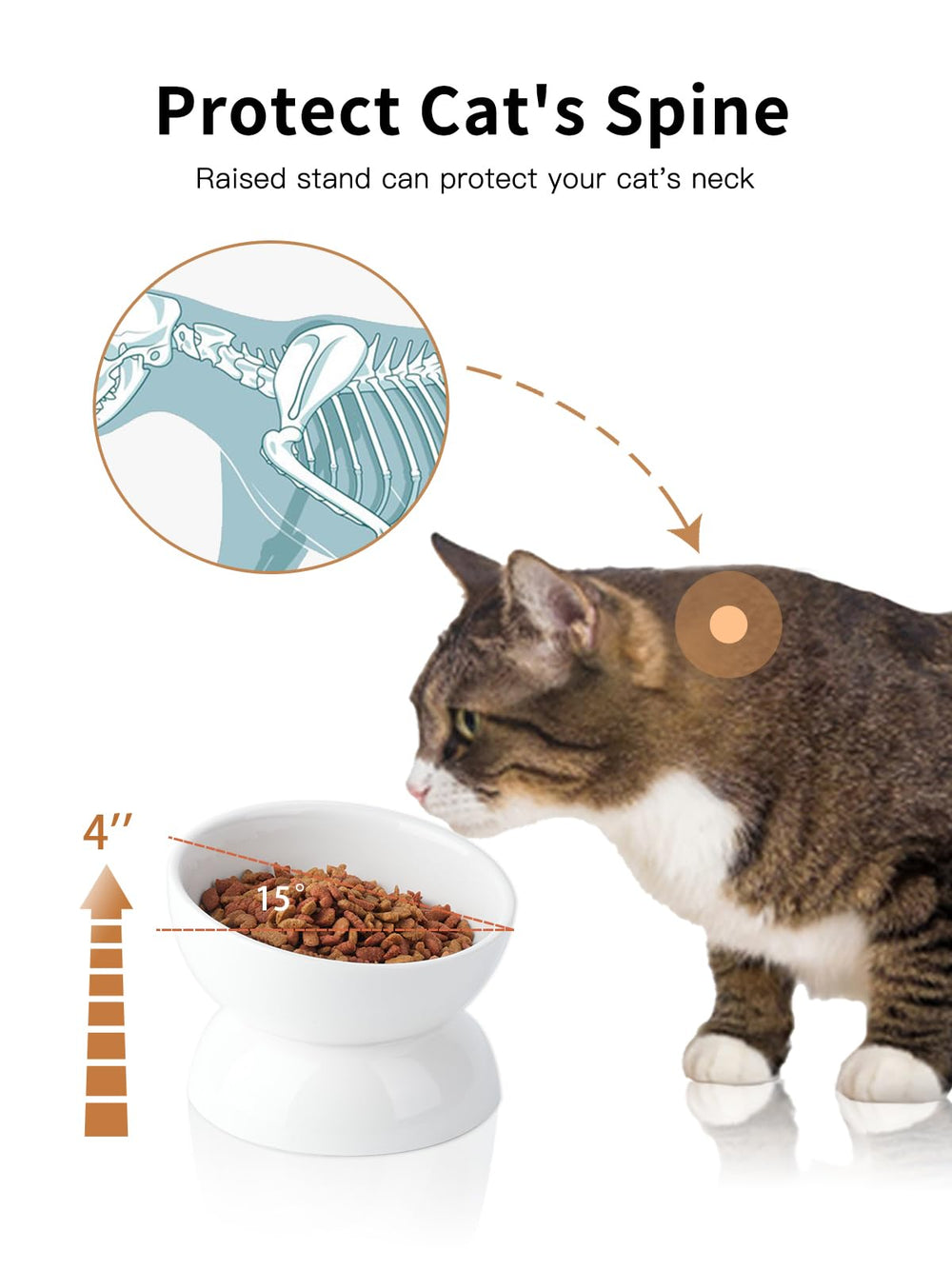 ABRUTY cat bowl durable harder ceramic for long-lasting use.