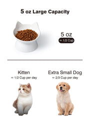 ABRUTY tilted 15-degree cat bowl helps center food for easier swallowing