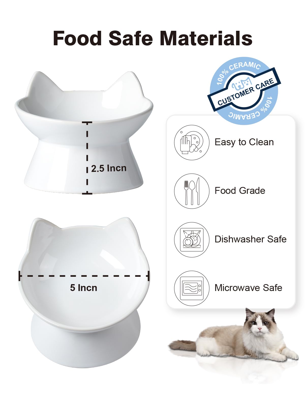 ABRUTY whisker-friendly cat bowl reduces whisker contact during meals