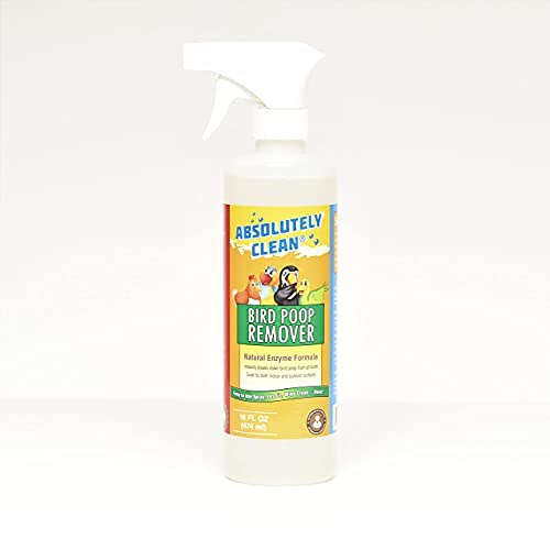 Absolutely Clean Amazing Bird Poop Cleaner Spray bottle demonstrates quick spray-and-wipe cleaning.