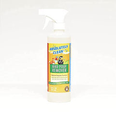 Absolutely Clean Amazing Bird Poop Cleaner Spray bottle demonstrates quick spray-and-wipe cleaning.