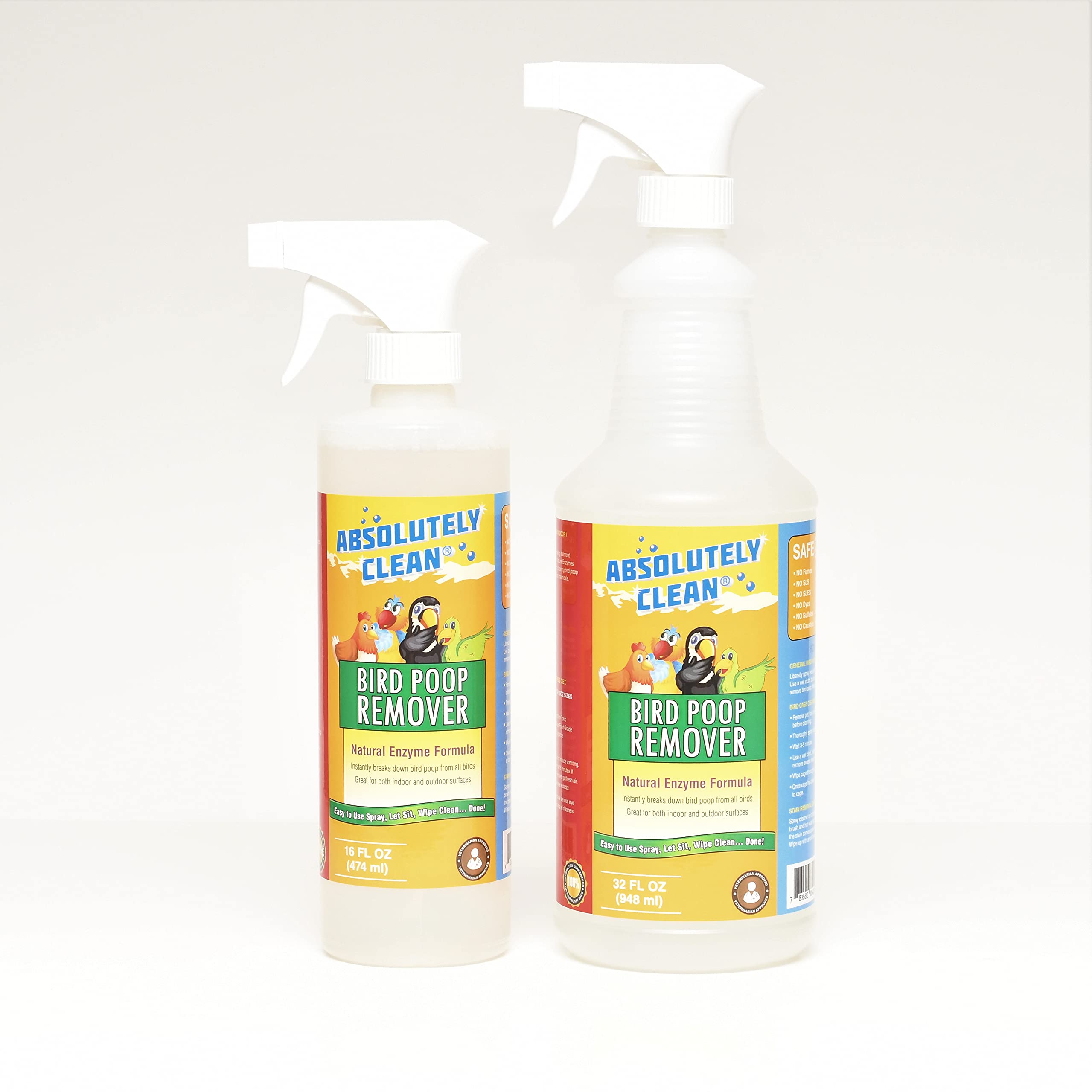 Absolutely Clean Bird Poop Remover spray nozzle demonstrates fast-acting cleaning