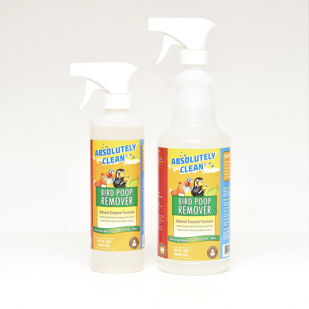 Absolutely Clean Bird Poop Remover spray nozzle demonstrates fast-acting cleaning