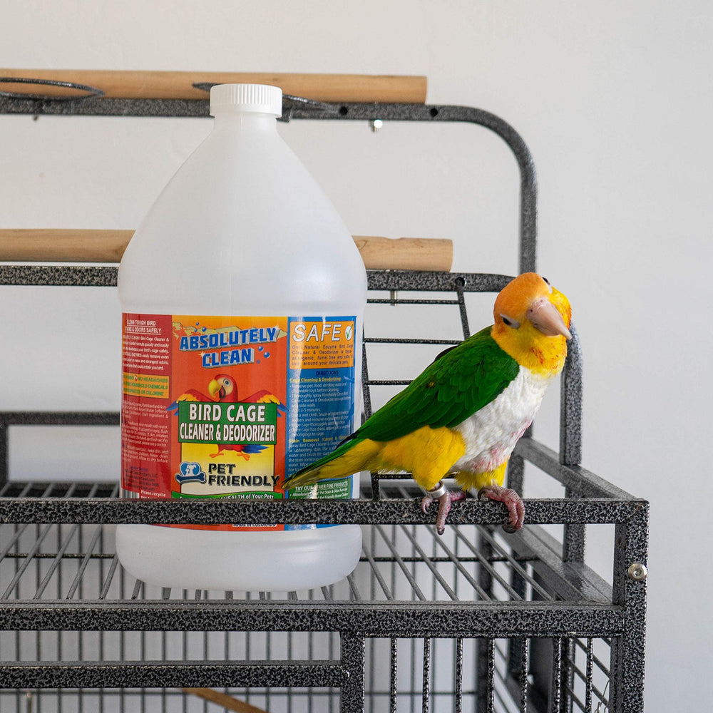Absolutely Clean spray-dispense bottle enables easy, targeted cleaning of cage corners and bars.