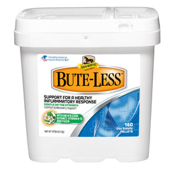 Absorbine Bute-Less bottle-front shows a long-lasting comfort supplement for horses.