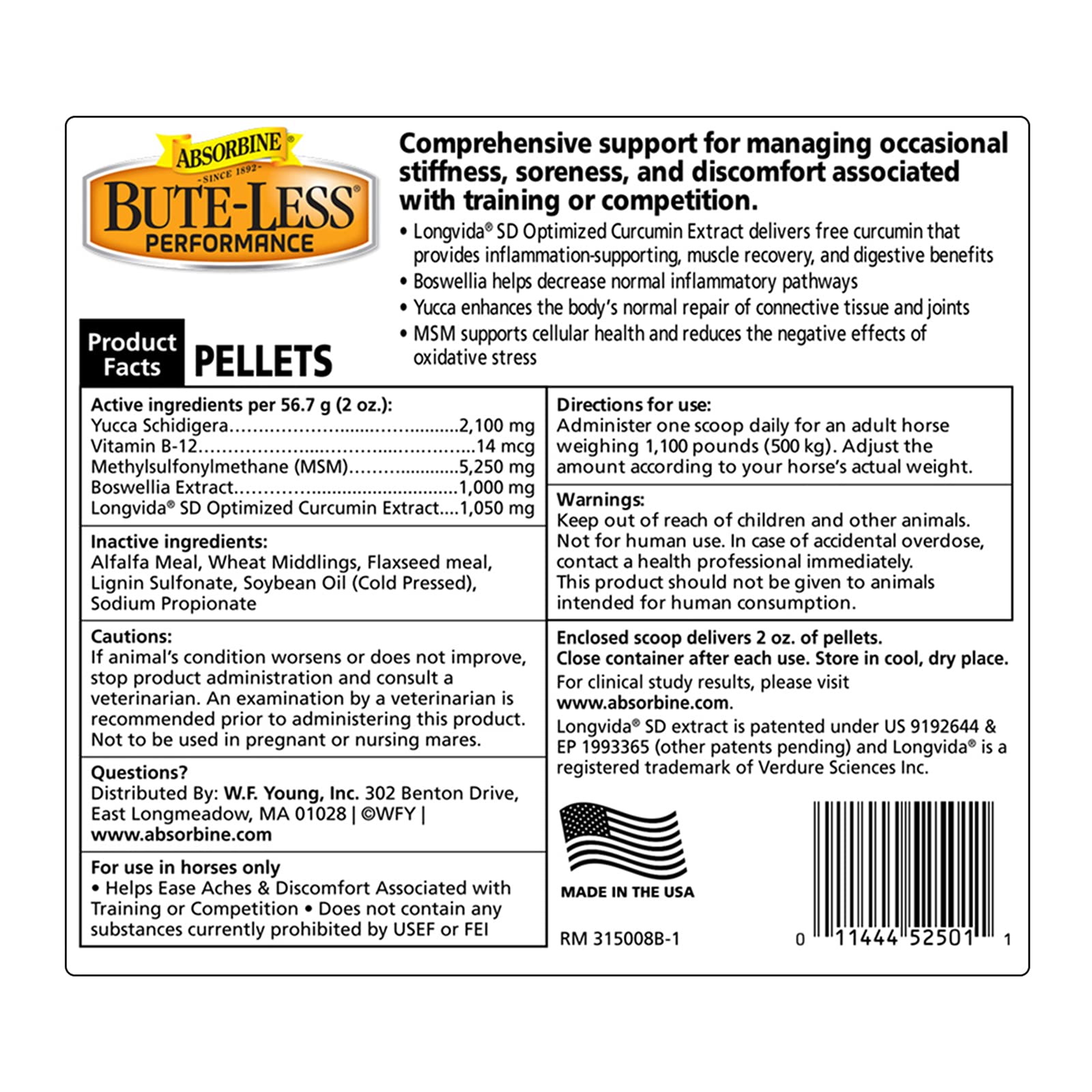 Absorbine Bute-Less pellets close-up show texture designed for easy dosing and recovery