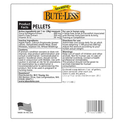 Absorbine Bute-Less pellets being dispensed for easy feeding in stable.