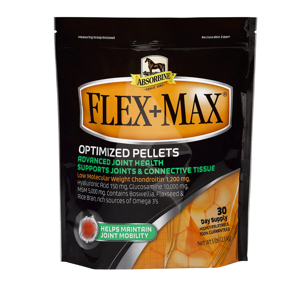 Absorbine Flex+Max pouch storage on shelf suggests proper care.