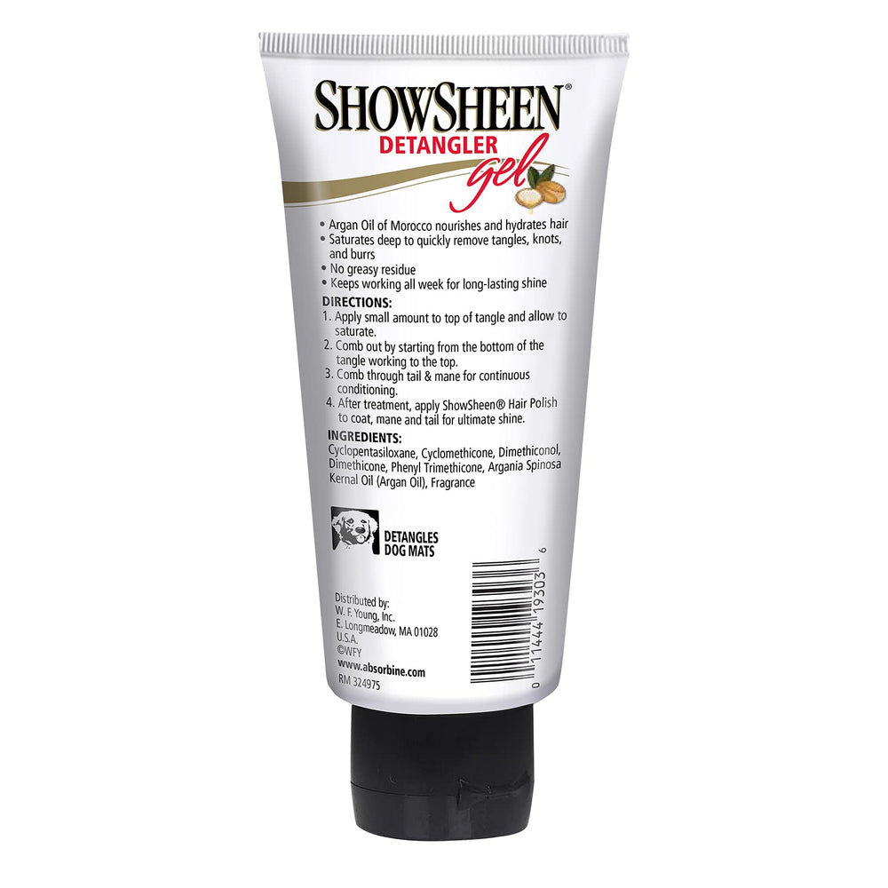 Absorbine ShowSheen Detangler creates a glossy, silky finish that lasts days.