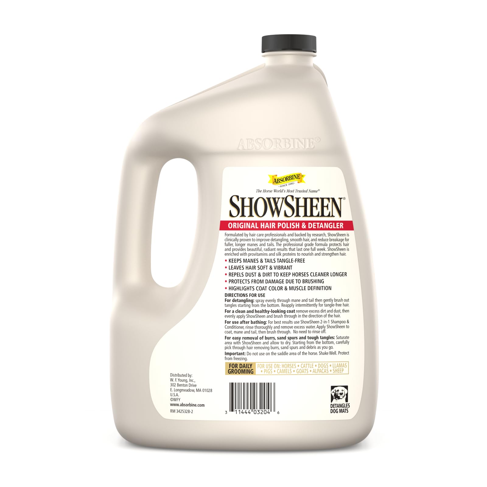 Absorbine ShowSheen mane-tail detangling in action for brush-ready manes