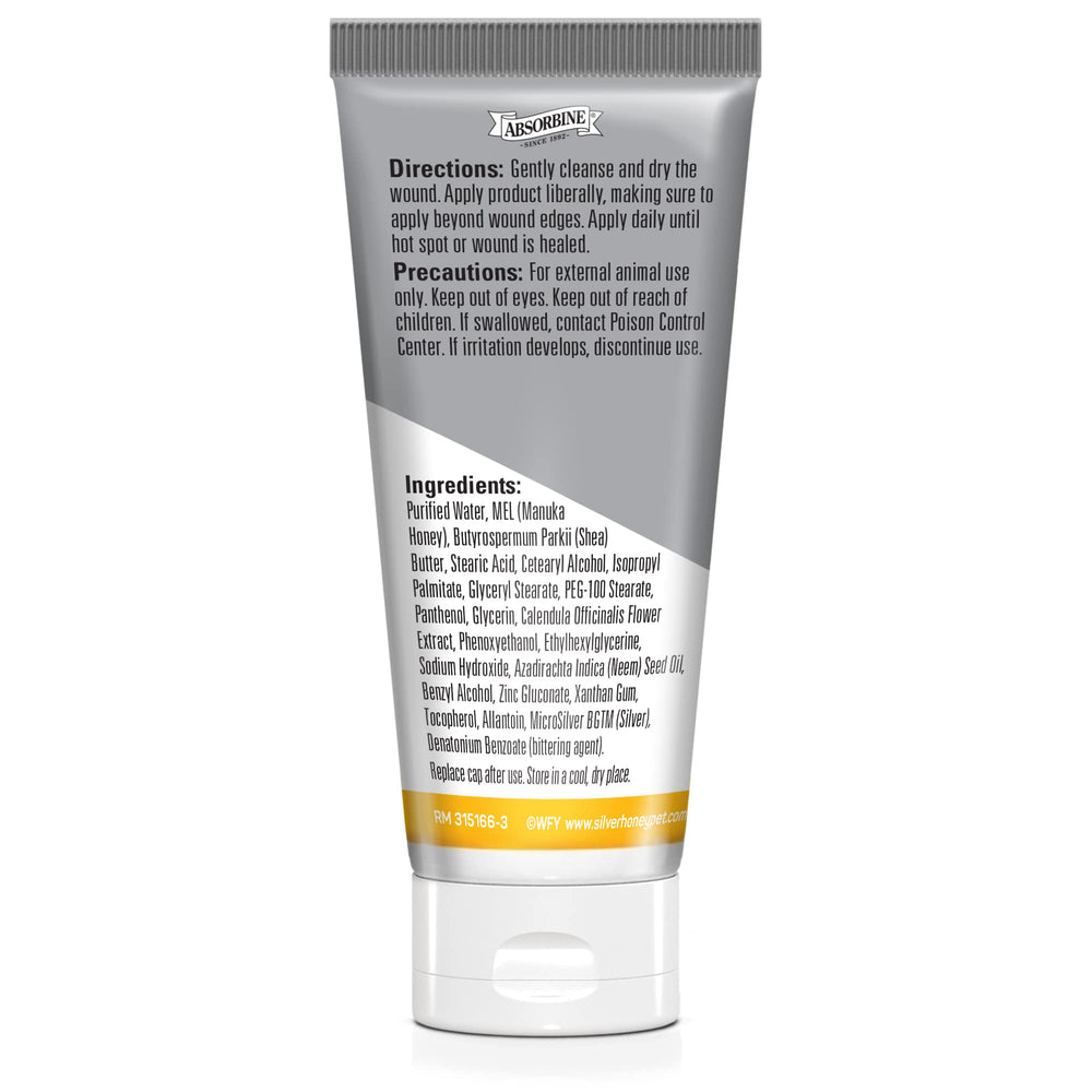 Absorbine Silver Honey ointment tube front view for at-home wound care.