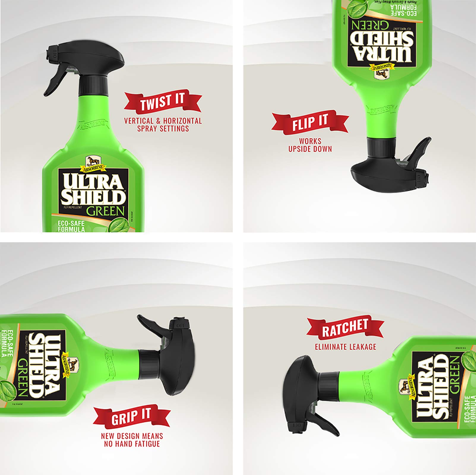 Absorbine UltraShield Green outdoor ambiance suggests family-friendly, plant-based protection days