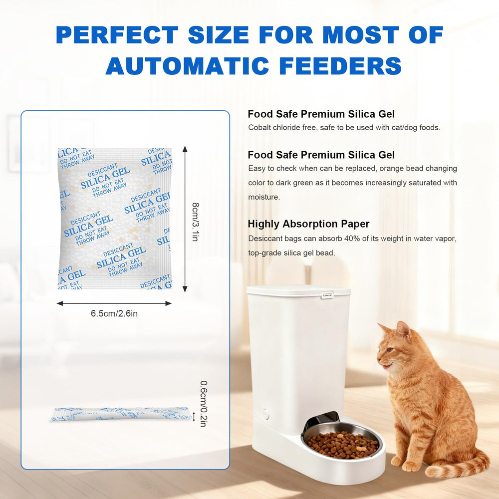Absorbking desiccant bag fits common feeder compartments for dry food