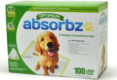 Absorbz Optimum Training Pads for Dogs provide indoor protection and no-drip disposal.