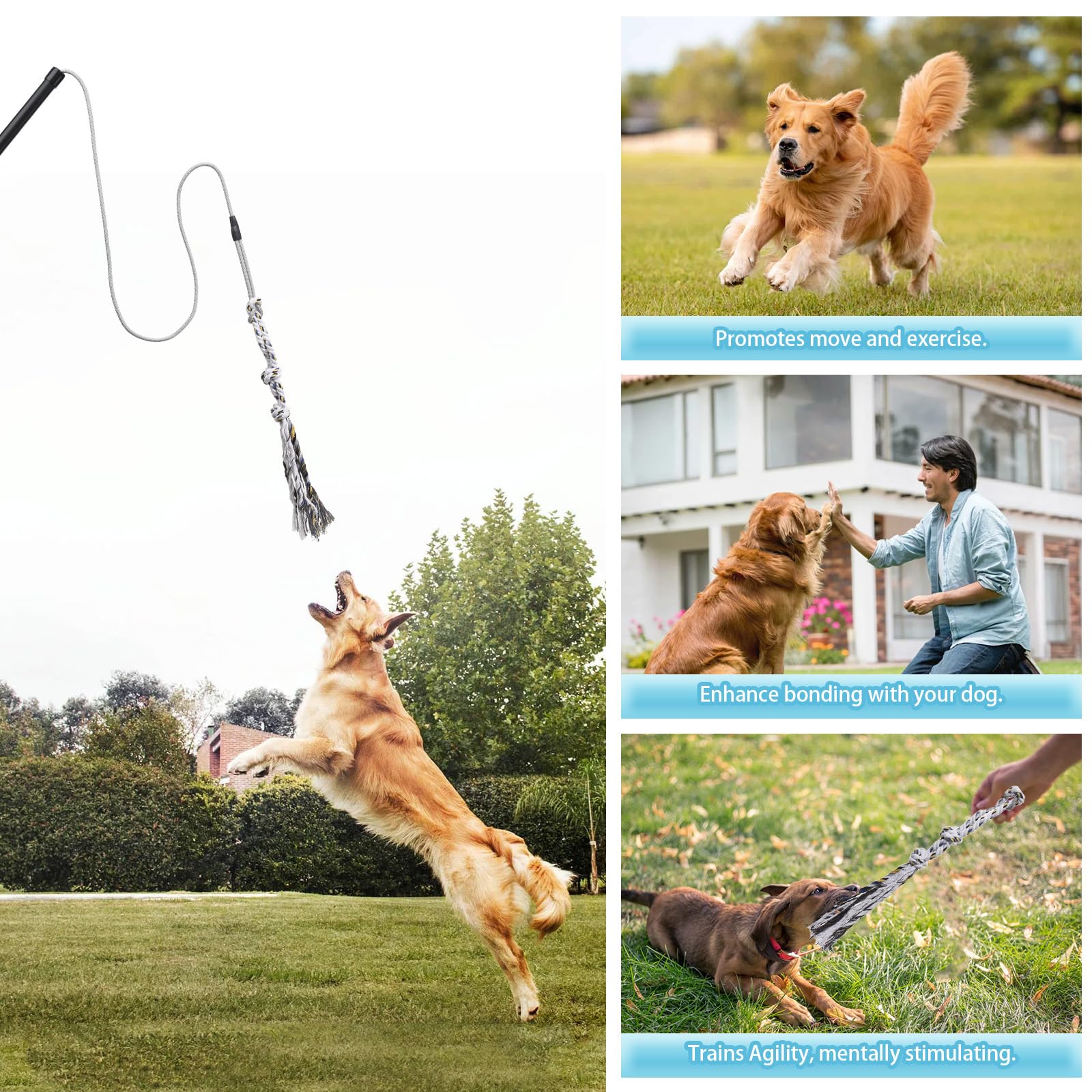 ABtool Flirt Pole grip handle offers comfortable control during fast chase games.