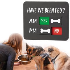 Abudada dog feeding chart magnet on fridge aids timely meals and simple tracking.