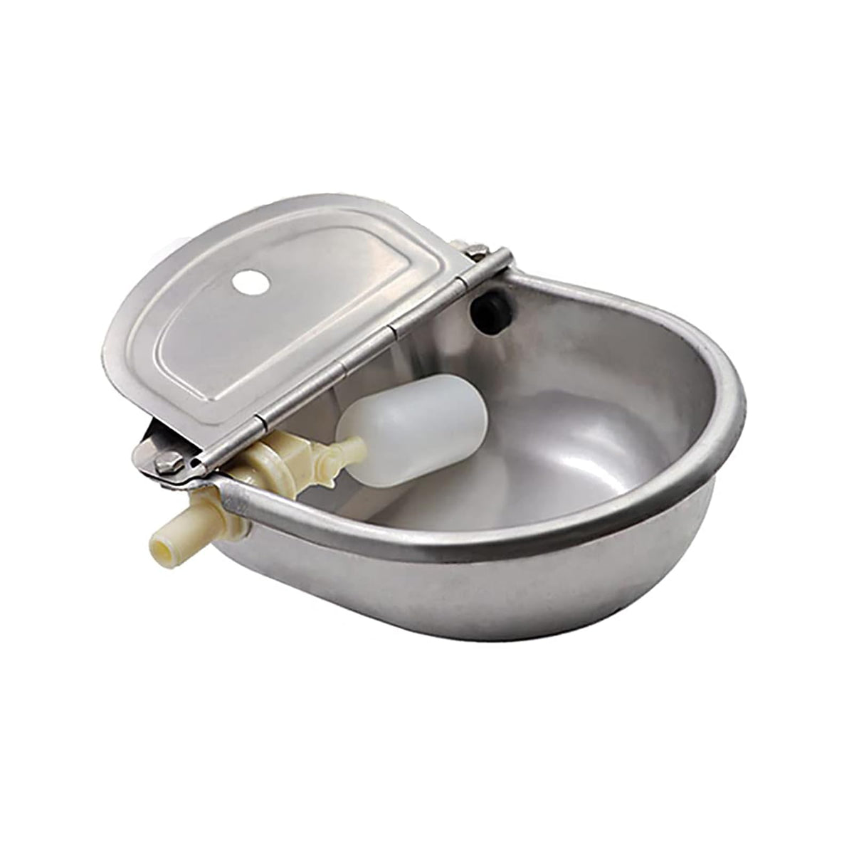 Abustle pig automatic water bowl front view shows durable stainless steel for reliable hydration