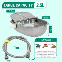Abustle pig waterer in 304 stainless steel highlights rust resistance and easy cleaning.