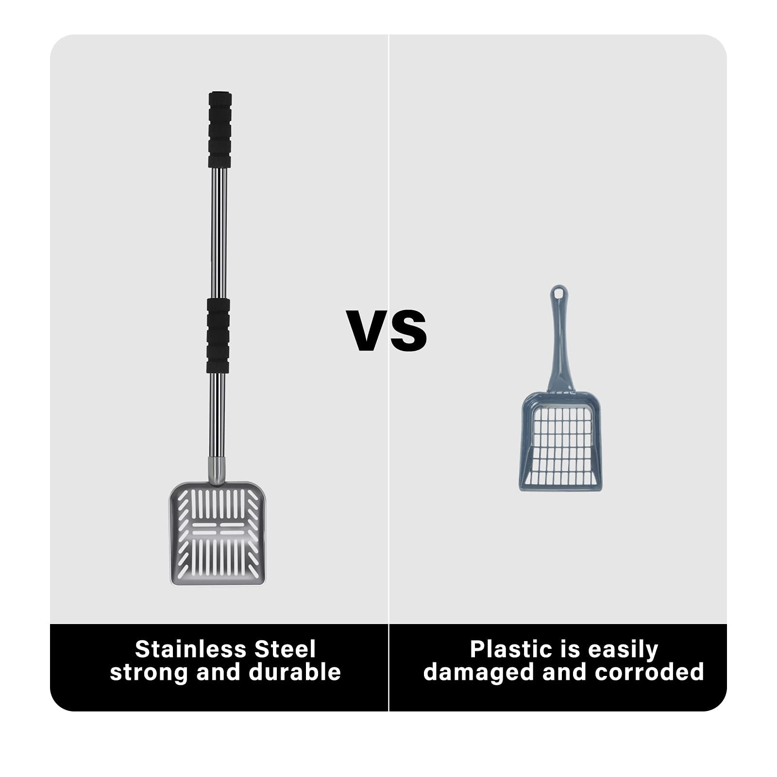 Acalu deep shovel scoop catches clumps quickly, reducing litter cleanup time