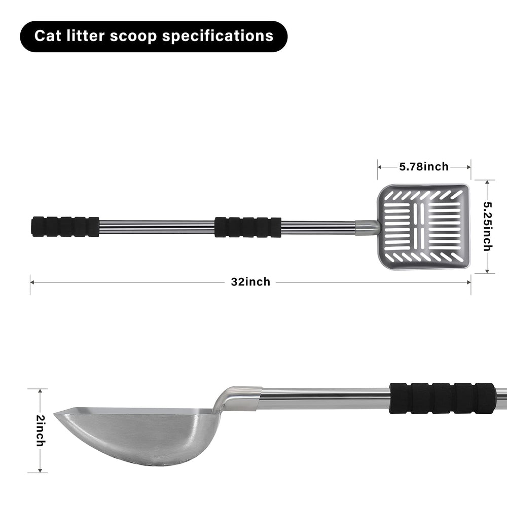 Acalu metal litter scoop features stainless steel construction for heavy-duty scooping