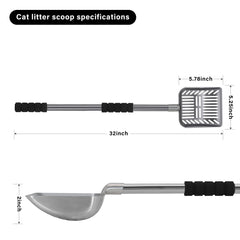 Acalu metal litter scoop features stainless steel construction for heavy-duty scooping