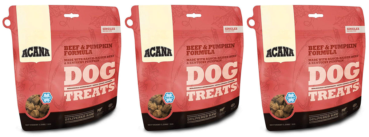 ACANA Beef and Pumpkin treats pack—high-protein reward for dogs