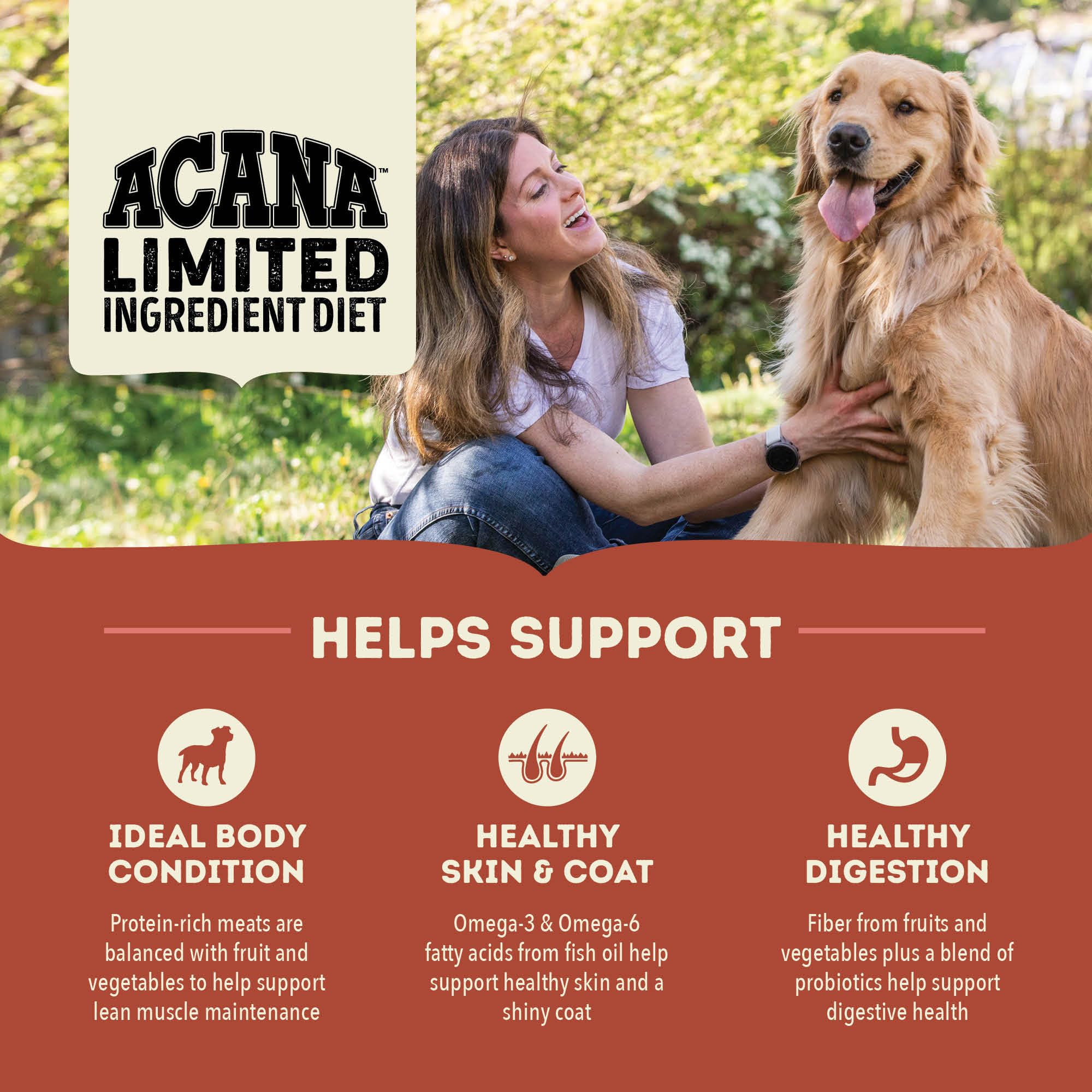 ACANA Singles grain-free-beef-pumpkin-dog-kibble-on-bowl digestion-friendly, grain-free formula.