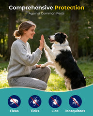 Accecraft flea collar on the dog's neck shows adjustable, comfortable fit