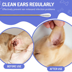 Accesfire dog ear swabs with bamboo handle give gentle cleaning and control.
