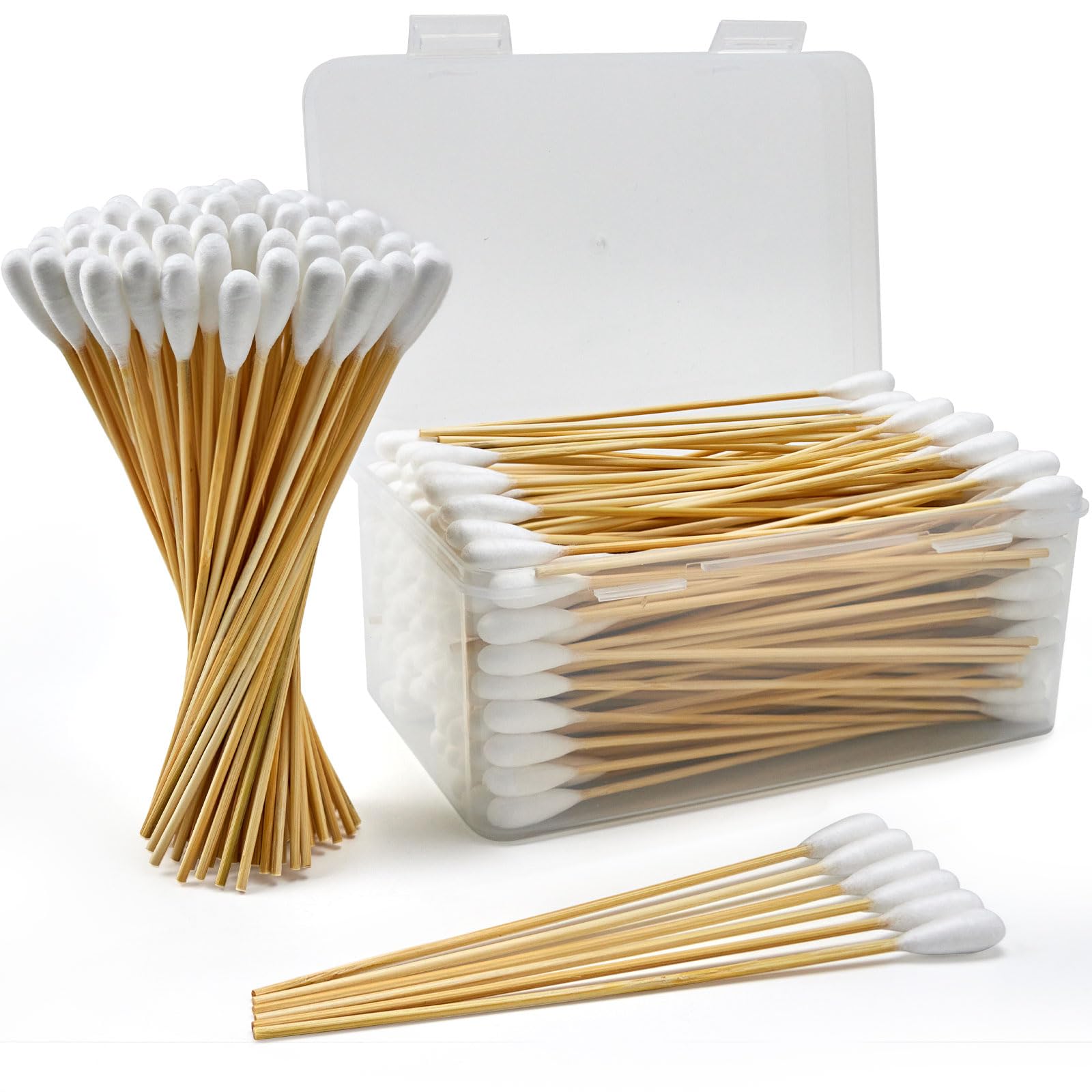 Accesfire large cotton swabs in storage box provide organized ear-cleaning supplies.