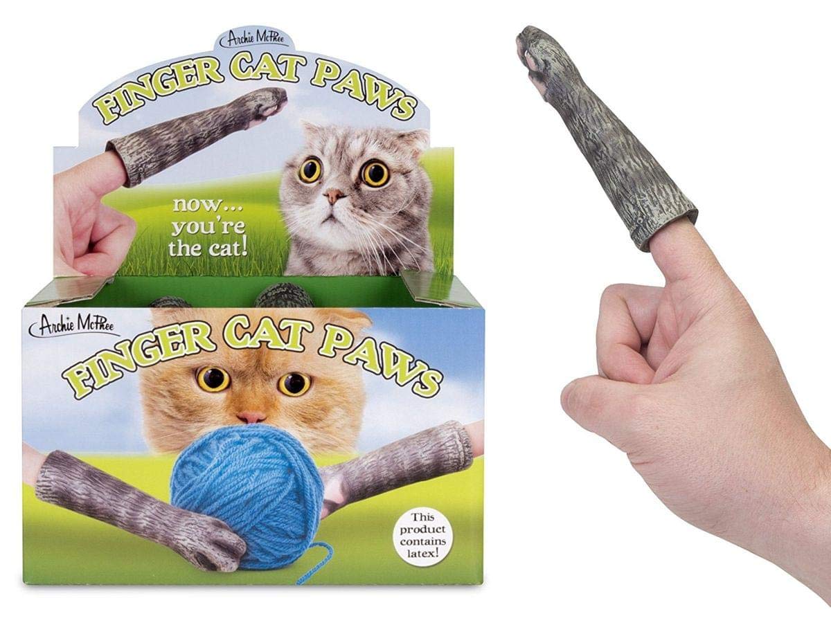 Accoutrements Finger Cat Paws packshot showcases playful latex finger puppets for photos.