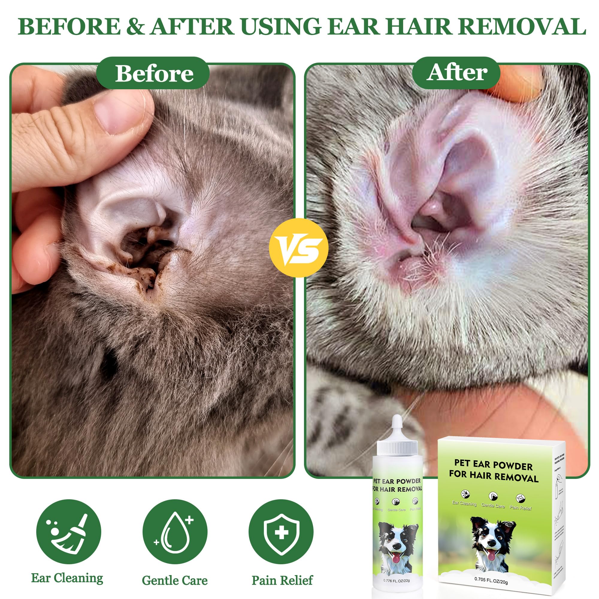Accyoiu dog ear cleaning powder use demonstrates easier home grooming sessions.