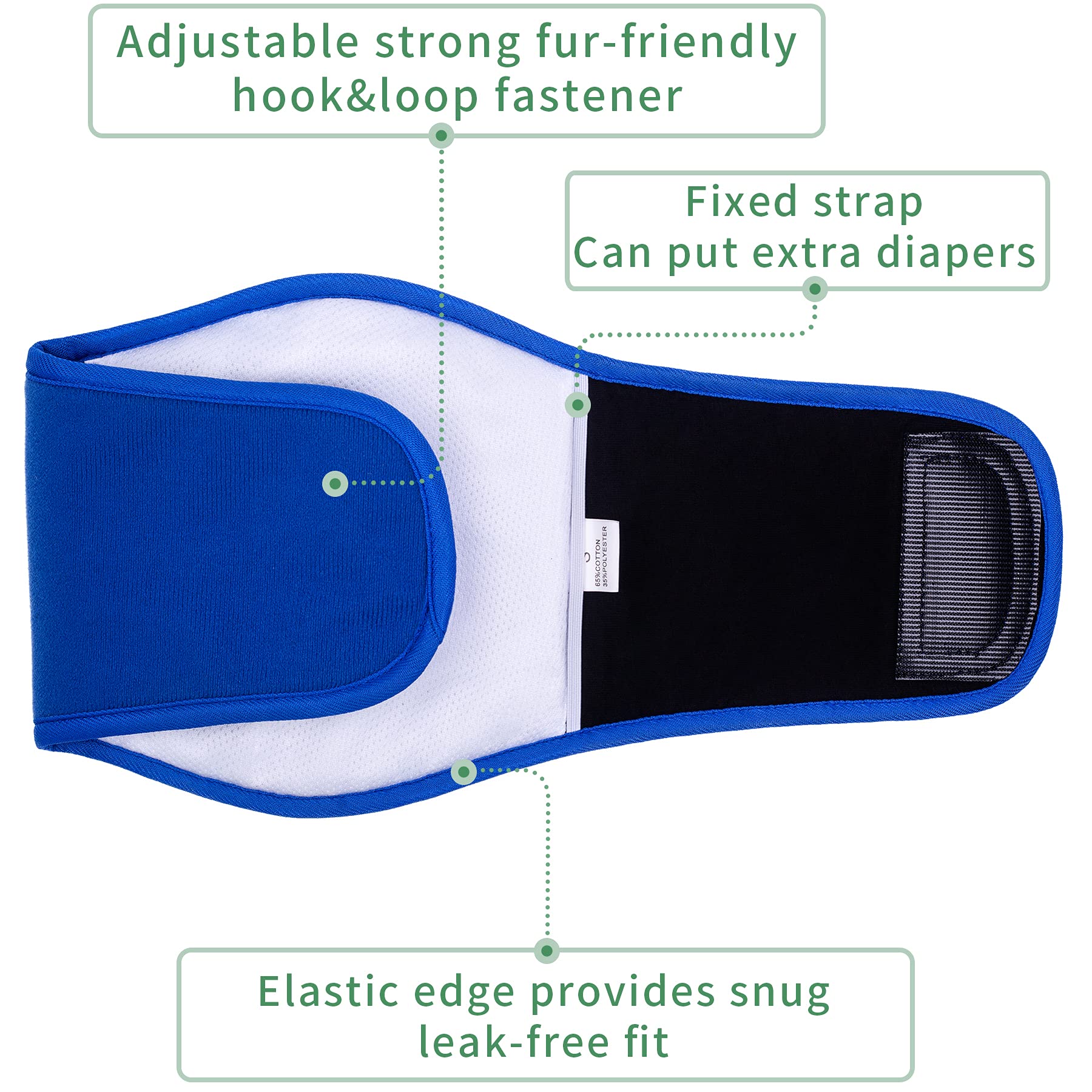 ACDOK dog diapers male elastic edges anti-slip ensure secure fit.