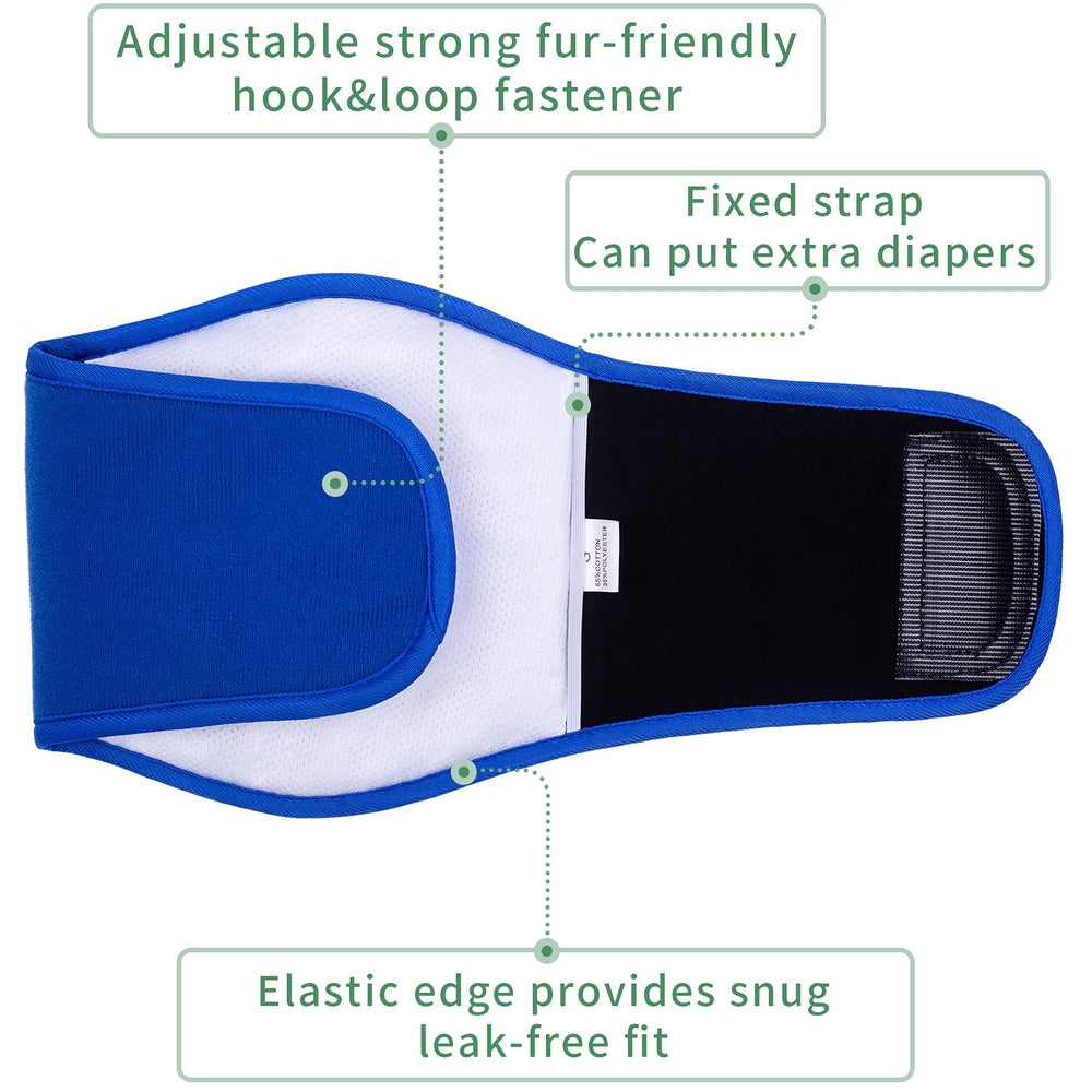 ACDOK dog diapers male elastic edges anti-slip ensure secure fit.