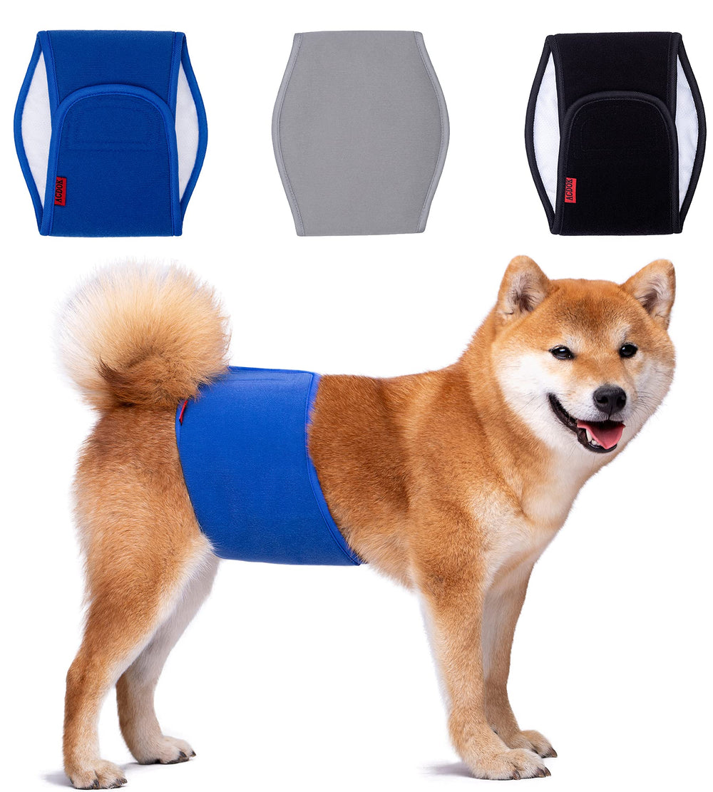 ACDOK dog diapers male pack3 side fit shows snug wrap for active dogs.