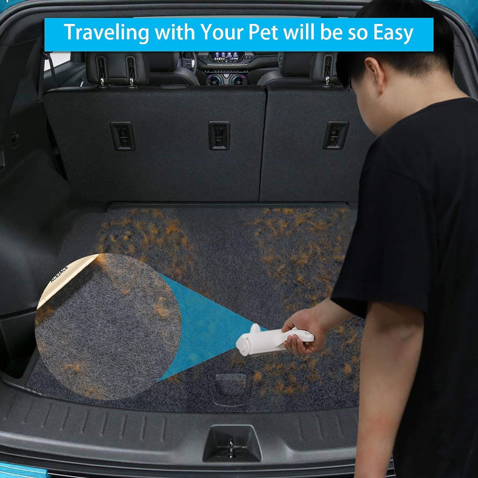 ACE2ACE pet hair remover cleaning action demonstrates effortless self-cleaning efficiency