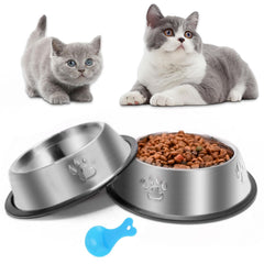 ACEONE stainless steel cat bowl 2-pack provides durable daily meals.