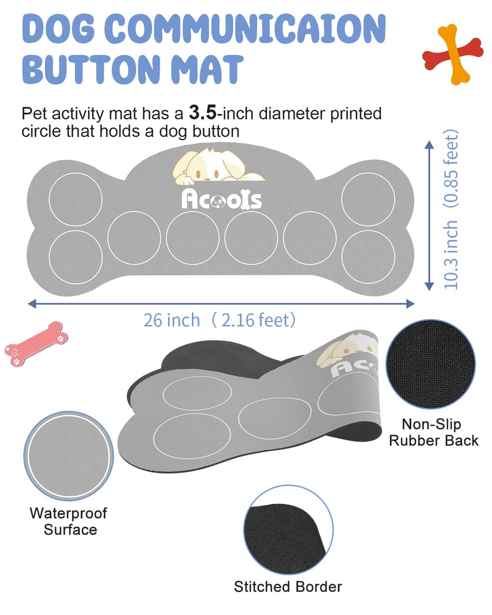Acools anti-slip mat supports steady practice with dog buttons.