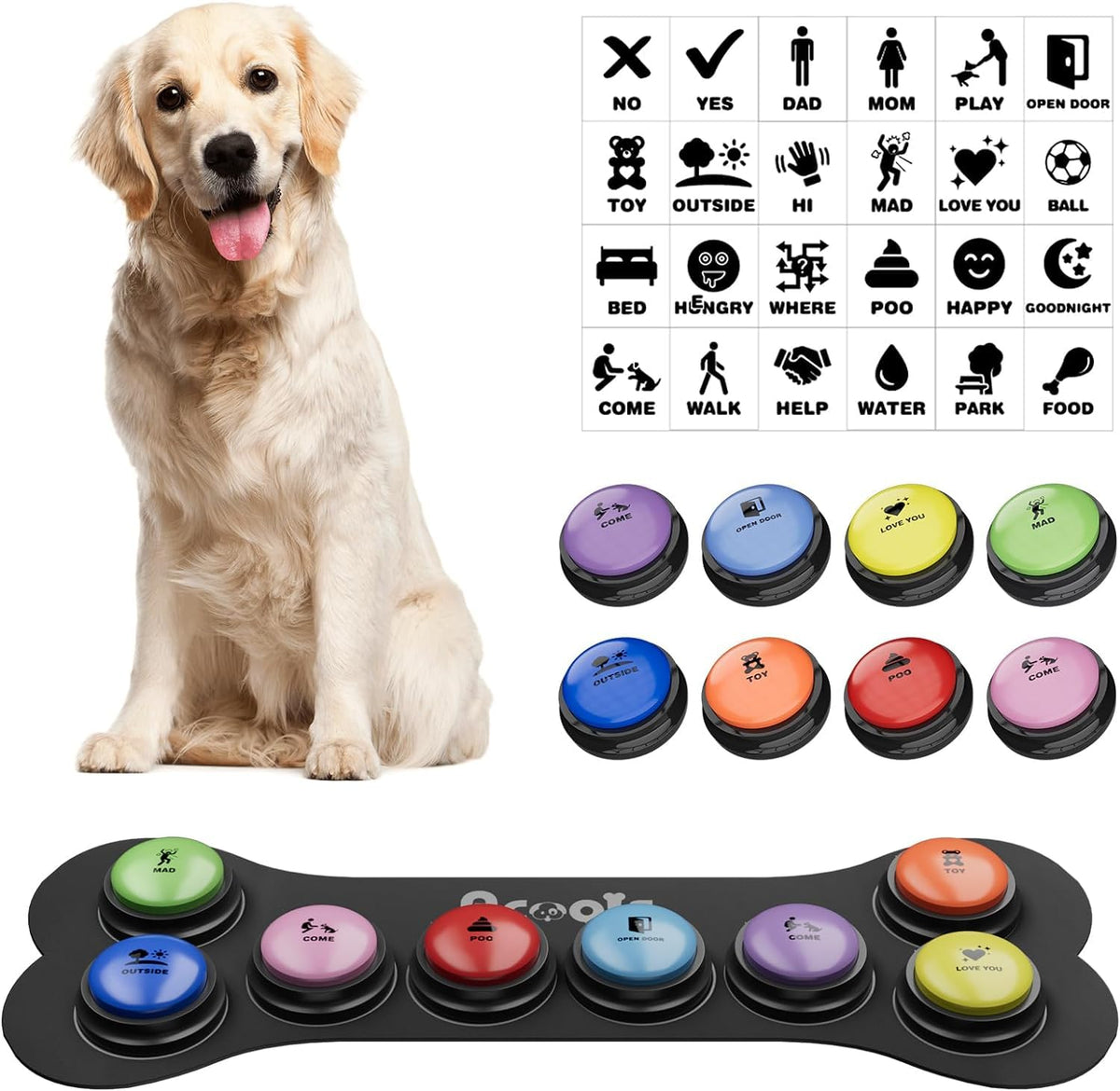 Acools dog-buttons-eight-buttons-set for interactive communication and daily training.