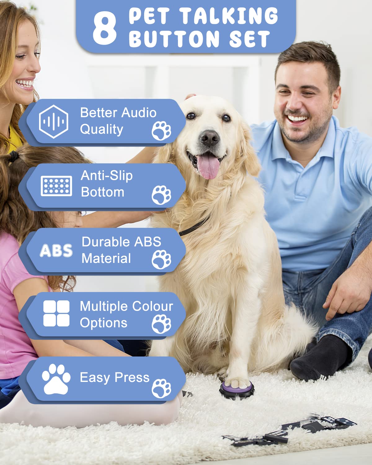 Acools dog-buttons-recordable closeup showing 30-second recording feature.
