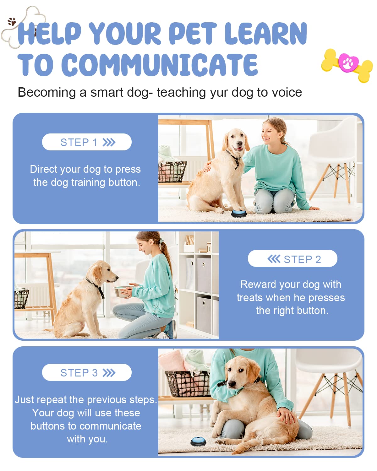 Acools dog-buttons-set-on-table demonstrates bright color variety for daily use.