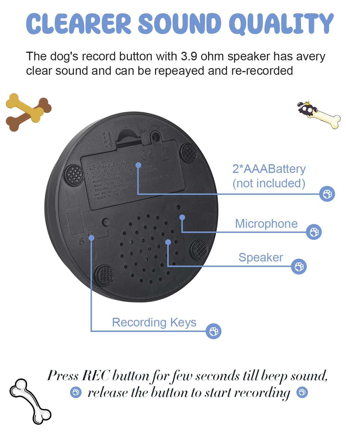 Acools recordable dog buttons deliver clearer playback for meaningful cue recording.